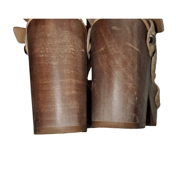 Sam Edelman Women’s Josefine Suede Tan Sandals Wooden Heel Size 6.5M - Picture 10 of 14